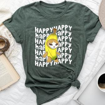 Happy Banana Cat Meme Bananacat Happy Kitty Cat Lovers Meme Bella Canvas T-shirt - Thegiftio UK