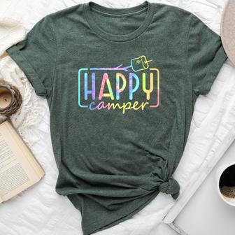 Happy Camper Tie Dye Rainbow Camping Hippie Girls Bella Canvas T-shirt - Seseable