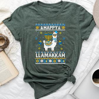 Happy Llamakkah Llama Alpaca Hanukkah Ugly Sweater Chanukah Bella Canvas T-shirt | Mazezy