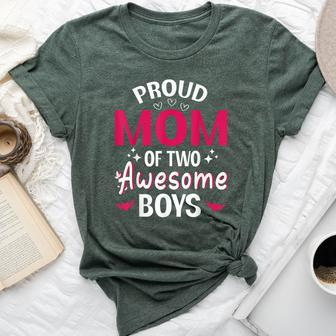 Happy Mother Day Mommy Proud Mom Of Two Awesome Boys Son Bella Canvas T-shirt - Thegiftio UK