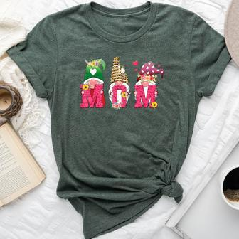Happy Cute Gnomes Floral For Mom Daughter Bella Canvas T-shirt | Mazezy AU