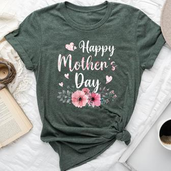 Happy Mother's Day With Floral Mom Mommy Grandma Womens Bella Canvas T-shirt - Monsterry CA