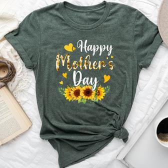 Happy Mother's Day Sunflower Floral Mom Mommy Grandma Womens Bella Canvas T-shirt - Seseable