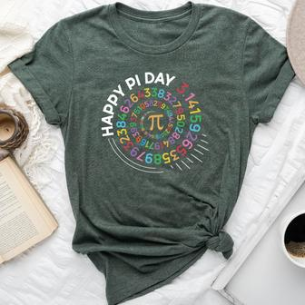 Happy Pi Day Math Teacher Colorful Spiral Pi Numbers 314 Bella Canvas T-shirt - Seseable