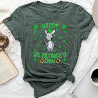Happy Saint Patrick's Day Donkey Lucky Shamrocks Bella Canvas T-shirt | Mazezy