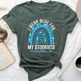 Happy Teacher I Wear Blue For My Students Autism Awareness Bella Canvas T-shirt - Monsterry UK