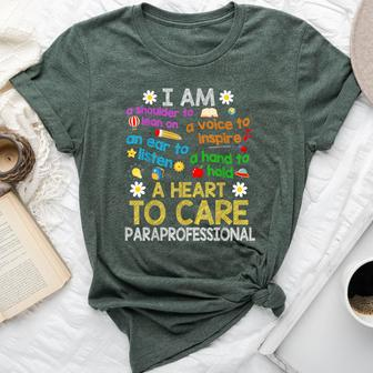 Heart To Care Paraprofessional Teachers Paraeducator Bella Canvas T-shirt - Seseable