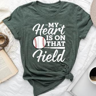 My Heart Is On That Field Baseball Mom Wife Bella Canvas T-shirt | Mazezy UK