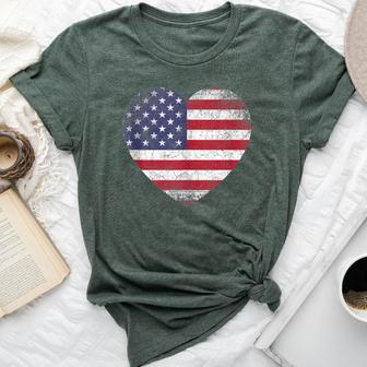 Heart Love 4Th Of July American Flag Usa America Mom Women Bella Canvas T-shirt - Monsterry CA