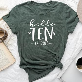 Hello Ten Est 2014 10-Year-Old 10Th Birthday Girl Bella Canvas T-shirt - Thegiftio UK