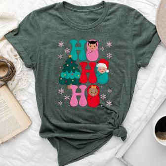 Ho Ho Ho Labor And Delivery Nurse Christmas Mother Baby Bella Canvas T-shirt - Seseable