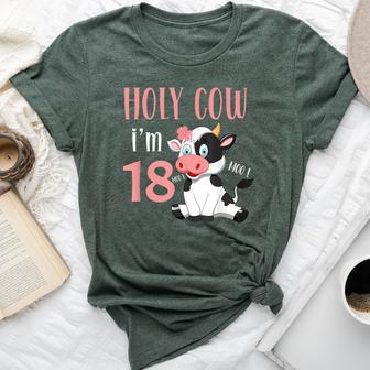 Holy Cow I'm 18 Cow Girl Birthday 18 Years Old Bella Canvas T-shirt - Monsterry UK