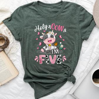 Holy Cow I'm Five 5 Years Old 5Th Birthday Girl Outfit Bella Canvas T-shirt - Monsterry CA