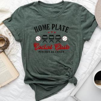 Home Plate Social Club Pitches Be Crazy Baseball Mom Womens Bella Canvas T-shirt - Seseable