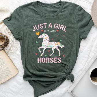 Horse Lover Just A Girl Who Loves Horses Bella Canvas T-shirt - Seseable