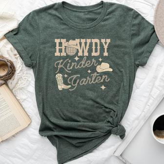 Howdy Kindergarten Teacher Rodeo Country Western Cowgirl Bella Canvas T-shirt | Mazezy UK