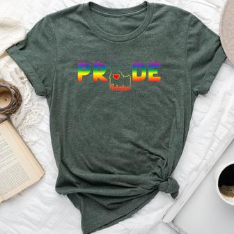 Idaho Pride With State Outline In Rainbow Colors Bella Canvas T-shirt - Monsterry