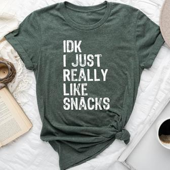 Idk I Just Really Like Snacks Toddler Boy Girl Bella Canvas T-shirt - Seseable