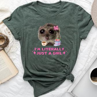 I'm Literally Just A Girl Sad Hamster Meme Bella Canvas T-shirt | Mazezy