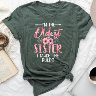 I'm The Oldest Sister I Make The Rules Floral Cute Bella Canvas T-shirt | Mazezy