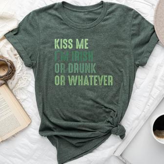 Irish St Patrick's Day Kiss Me I'm Irish Drunk Or Whatever Bella Canvas T-shirt | Seseable UK