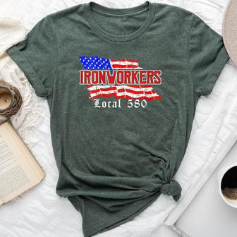 Ironworkers Local 580 Nyc American Flag Patriotic Bella Canvas T-shirt - Monsterry CA