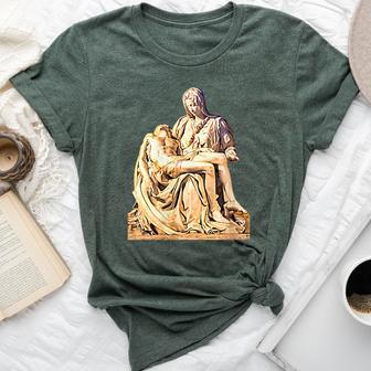 Italian Sculptor Michelangelo Pieta Statue Jesus Mother Mary Bella Canvas T-shirt - Monsterry DE