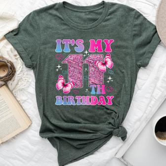 It's My 11Th Birthday Girls Butterfly Cute 11 Year Old Bella Canvas T-shirt - Seseable
