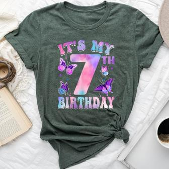 It's My 7Th Birthday Butterfly Theme 7 Year Old Party Girl Bella Canvas T-shirt - Seseable