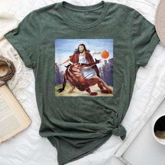 Jesus Crossing Up The Devil Christian Women Bella Canvas T-shirt - Seseable