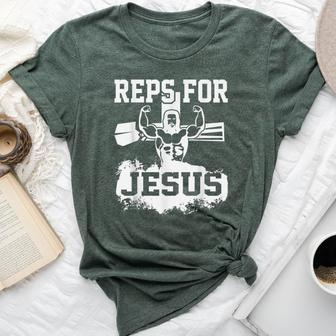 Jesus Christian Gym Fitness Biceps Quote Meme Bella Canvas T-shirt - Seseable