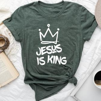 Jesus Is King Christian Faith Women Bella Canvas T-shirt | Mazezy