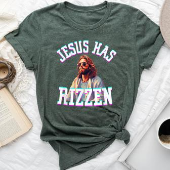 Jesus Has Rizzen Christian Meme Novelty Jesus Christ Bella Canvas T-shirt | Mazezy