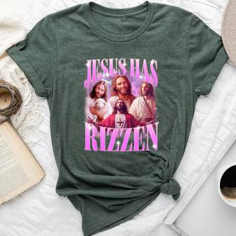 Jesus Has Rizzen Vintage Christian Jesus Playing Basketball Bella Canvas T-shirt | Mazezy