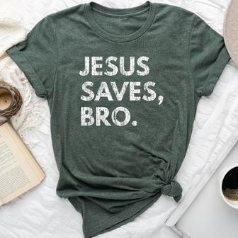 Jesus Saves Bro Vintage Christian Religious Believer Bella Canvas T-shirt - Monsterry CA