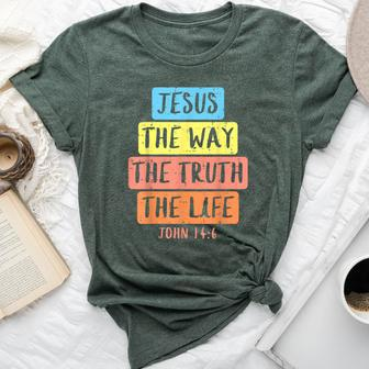 Jesus Way Truth Life John 146 Easter Religious Kid Men Bella Canvas T-shirt | Mazezy