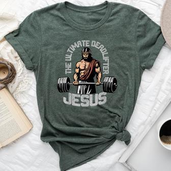 Jesus The Ultimate Deadlifter Christian Gym Bella Canvas T-shirt - Monsterry