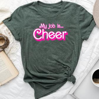 My Job Is Cheer Pink Retro Cheer Mom Girls Bella Canvas T-shirt - Seseable