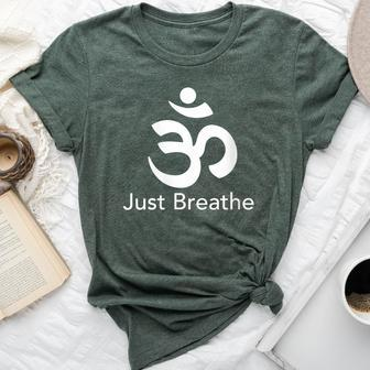 Just Breathe Spiritual Yoga Symbol Namaste Bella Canvas T-shirt - Monsterry CA