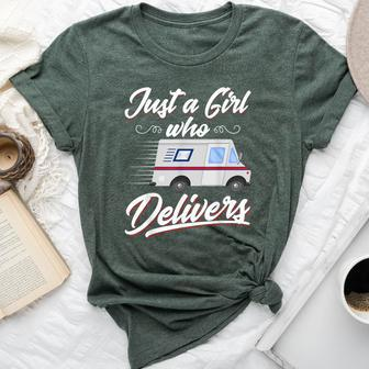 Just A Girl Who Delivers Postwoman Mail Truck Driver Bella Canvas T-shirt - Thegiftio UK