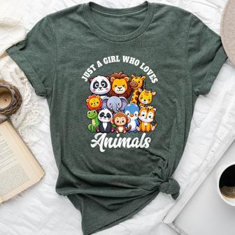 Just A Girl Who Loves Animals Wild Cute Zoo Animals Girls Bella Canvas T-shirt - Monsterry DE