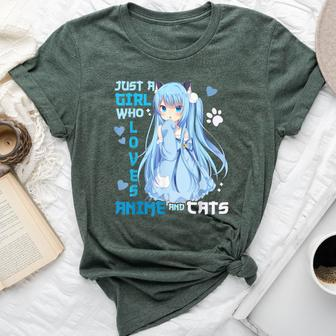 Just A Girl Who Loves Anime And Cats Kawaii Otaku Girl Bella Canvas T-shirt - Seseable