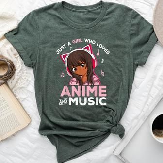 Just A Girl Who Loves Anime And Music Black Girl Anime Merch Bella Canvas T-shirt - Monsterry AU