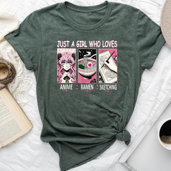 Just A Girl Who Loves Anime Ramen And Sketching Anime Bella Canvas T-shirt - Seseable