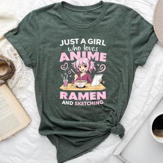 Just A Girl Who Loves Anime Ramen And Sketching Anime Bella Canvas T-shirt - Seseable