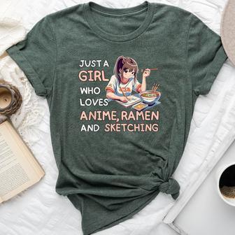 Just A Girl Who Loves Anime Ramen Sketching Anime Japan Bella Canvas T-shirt - Monsterry AU