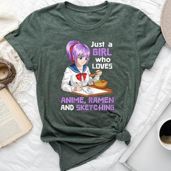Just A Girl Who Loves Anime Ramen And Sketching Japan Anime Bella Canvas T-shirt - Seseable