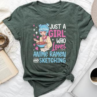Just A Girl Who Loves Anime Ramen And Sketching Japan Anime Bella Canvas T-shirt - Monsterry