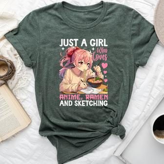 Just A Girl Who Loves Anime Ramen And Sketching Anime Merch Bella Canvas T-shirt - Monsterry DE