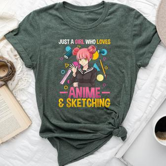 Just A Girl Who Loves Anime And Sketching Girls Bella Canvas T-shirt - Thegiftio UK